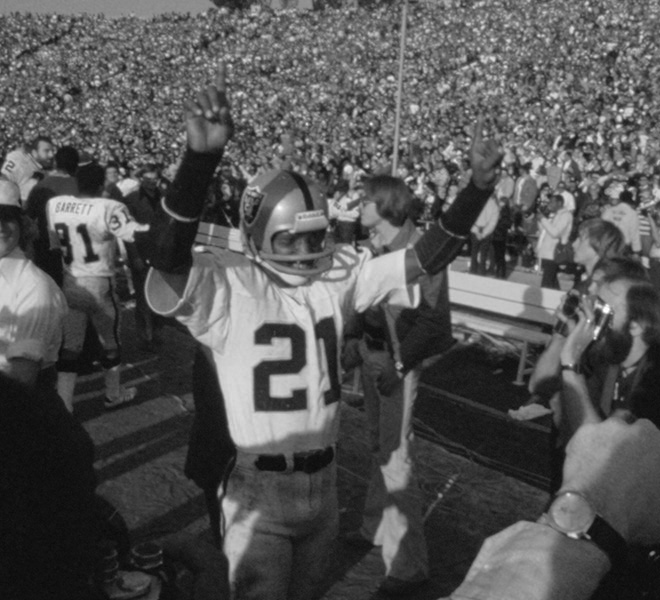 Cliff Branch raises his hands after a Super Bowl Win - Passion