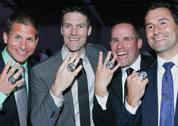 Ziegler with the Patriots showing his championship ring